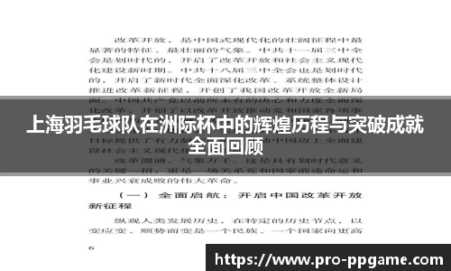 上海羽毛球队在洲际杯中的辉煌历程与突破成就全面回顾
